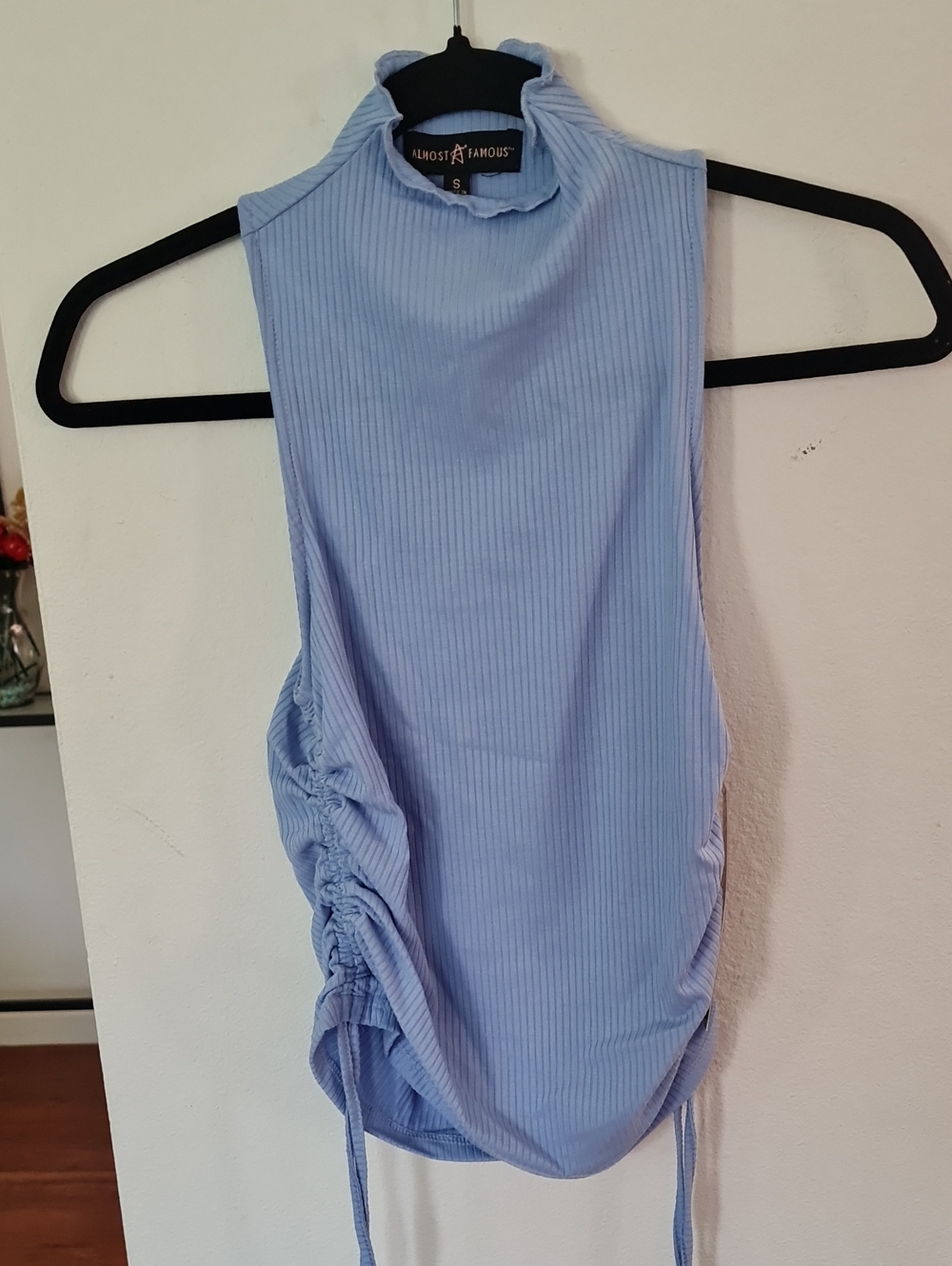💥3for$15💥Almost Famous Pastel Blue Ribbed Mock-Neck Top
